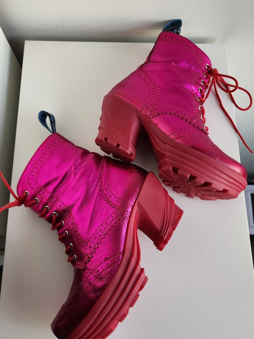 John Fluevog magenta Mellow Bebop Boots, Size 8 - Picture 4 of 8